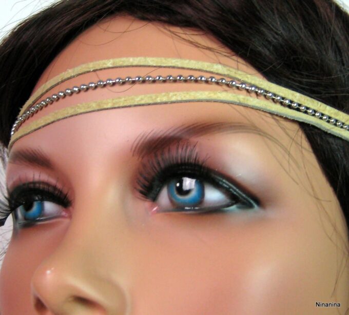 N1446tera headband daim et métal argenté