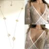 N1460 Sautoir perles blanches en verre sur chaine argent 925 femme - Bijoux Colliers en ligne Ninanina