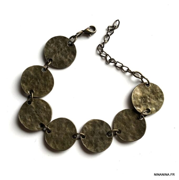 N1473z Bracelet bronze femme disques martelés - Bijoux Bracelets en ligne Ninanina
