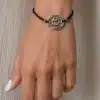 N1502 Bracelet cordon femme réglable par liens coulissants fleur argenté - Bijoux bracelets femmes en ligne Ninanina