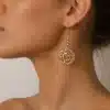 N1504 Boucles d'oreilles pendantes fantaisie rosaces argentées - Bijoux d'oreille femmes en ligne Ninanina