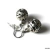 N1564b Boucles d oreilles boule filigranées pendantes argenté - Bijoux Boucle d oreille en ligne Ninanina