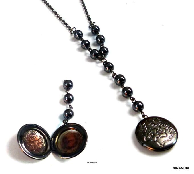 N1591tera_collier_femme_chapelet_porte-photo_metal_noir_perles-1