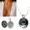 N1607BC Collier femme pendentif ovale porte photo plaqué Argent - Bijoux colliers femmes en ligne Ninanina