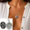 N1607Z Collier femme pendentif ovale porte photo plaqué Argent - Bijoux colliers femmes en ligne Ninanina