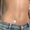 N1692d Collier pour ventre Argent 925 coeur nacre blanc - chaine de taille - Bijoux de corps en ligne Ninanina