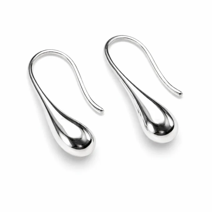 N1706 Boucles D'Oreilles Femme Crochets Pendants Plaqué Argent En Forme De Goutte - Bijoux d'oreille femmes en ligne Ninanina