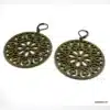 N1735d Boucles D'Oreilles Bronze Femme Artisanales - Grand Pendentif Rond Ajouré - Bijoux Boucles d'oreilles femmes en ligne Ninanina