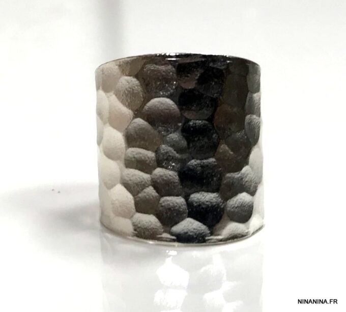 N1905 Bague argent large martelée réglable pour femme - Bijoux Bagues en ligne Ninanina