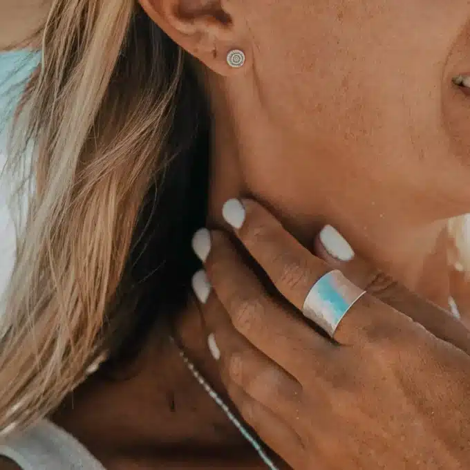 N1907 Bague argent martelé large reglable pour femme - Bijoux Bagues en ligne Ninanina