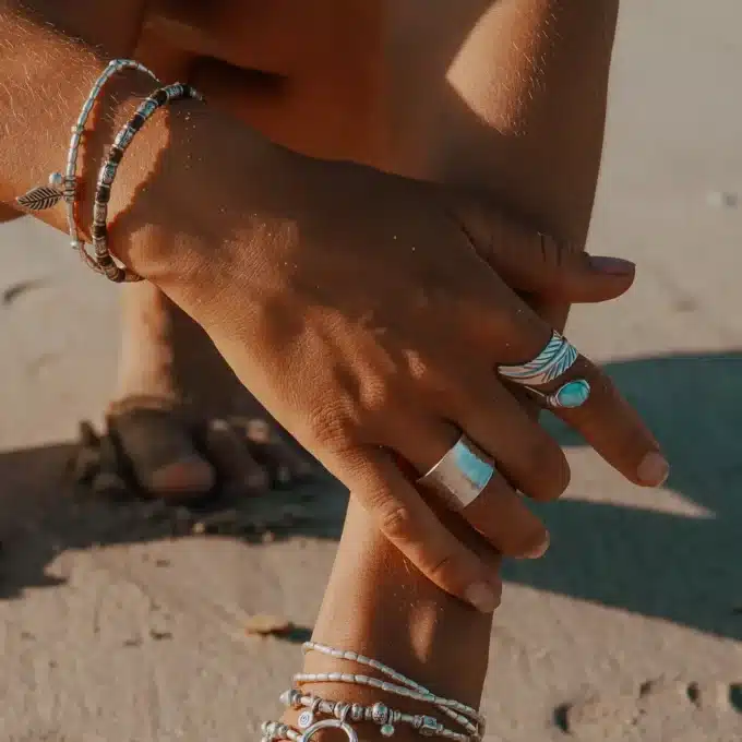 N1907d Bague argent martelé large reglable pour femme - Bijoux Bagues en ligne Ninanina