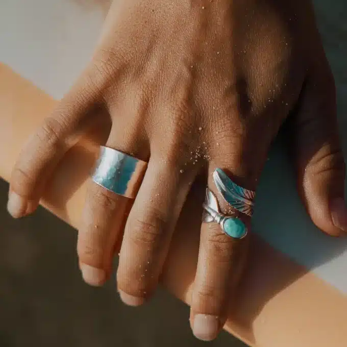 N1907e Bague argent martelé large reglable pour femme - Bijoux Bagues en ligne Ninanina