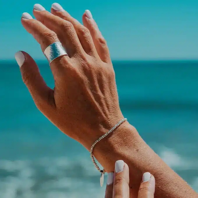 N1907h Bague argent martelé large reglable pour femme - Bijoux Bagues en ligne Ninanina