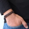 N1935 Bracelet homme cuir tressé ajustable par liens coulissants - Bijoux Bracelets hommes en ligne Ninanina