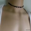 N1936a Collier homme cordon cuir perle bois métal argent NINANINA