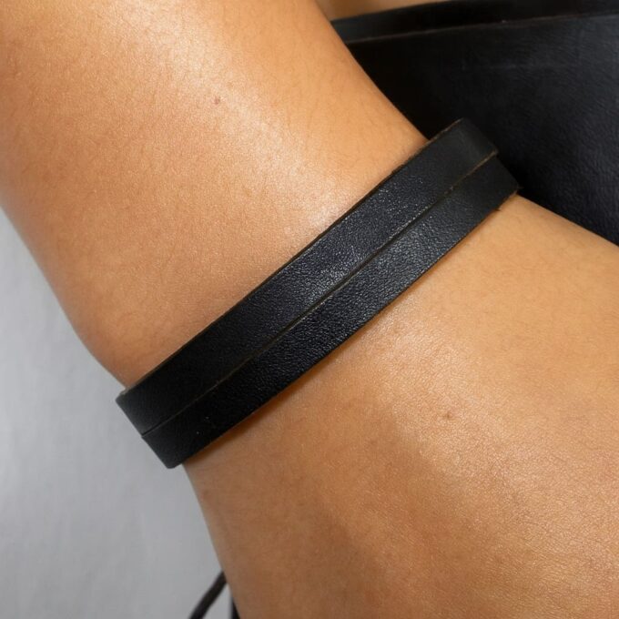 N1947a Bracelet cuir marron 3 rangs réglable par noeuds coulissants - Bijoux Bracelets hommes en ligne Ninanina