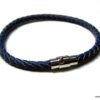 N1960a Bracelet Cuir Bleu Homme Fait Main En France - Cordon Tressé Et Fermoir Magnétique Acier - Bijoux Bracelets hommes en ligne Ninanina