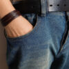 N1985d Bracelet homme cuir multi liens et noeud coulissant marron ajustable - Bijoux Bracelets cuir en ligne Ninanina
