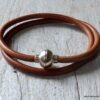 N2060d Bracelet cuir métal homme double tour fermoir boule aimanté - Bijoux colliers en ligne Ninanina