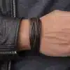 N2116 Bracelet homme cuir multirangs marron - Bijoux Bracelets hommes en ligne Ninanina
