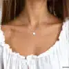 N2127A Collier Argent Femme Coeur Fin Et Minimaliste - Bijoux colliers femmes en ligne Ninanina