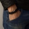 N2159b Bracelet Triple Tour Cuir Tressé Artisanal Et Fermoir Sécurisé Acier inoxydable - Bijoux Bracelets hommes en ligne Ninanina