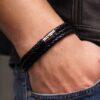 N2159e Bracelet Triple Tour Cuir Tressé Artisanal Et Fermoir Sécurisé Acier inoxydable - Bijoux Bracelets hommes en ligne Ninanina