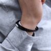 N2184c bracelet cuir homme double tour fermoir sécurisé acier - Bijoux Bracelets en ligne Ninanina