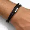 N2184d bracelet cuir homme double tour fermoir sécurisé acier – Bijoux Bracelets en ligne Ninanina