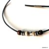 N2194b Collier perles de bois et Acier homme sur cordon cuir - Bijoux Colliers en ligne Ninanina