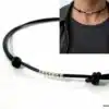 N2245a Collier cordon Cuir homme perles Argent 925 massif - Bijoux colliers hommes en ligne Ninanina