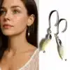 N2248d Boucles d'oreilles en Nacre Blanche Argent 925 massif - Bijou de Mariage Pendentif Ovale Artisanal - Bijoux d'oreille mariage en ligne Ninanina