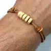 N2281g Bracelet cordons cuir perles rondelles bois marron – Bijoux Bracelets en ligne Ninanina