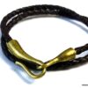 N2283tera Bracelet homme cordon cuir tressé fermoir crochet métal bronze