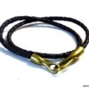 N2283terc Bracelet homme cordon cuir tressé fermoir crochet métal bronze