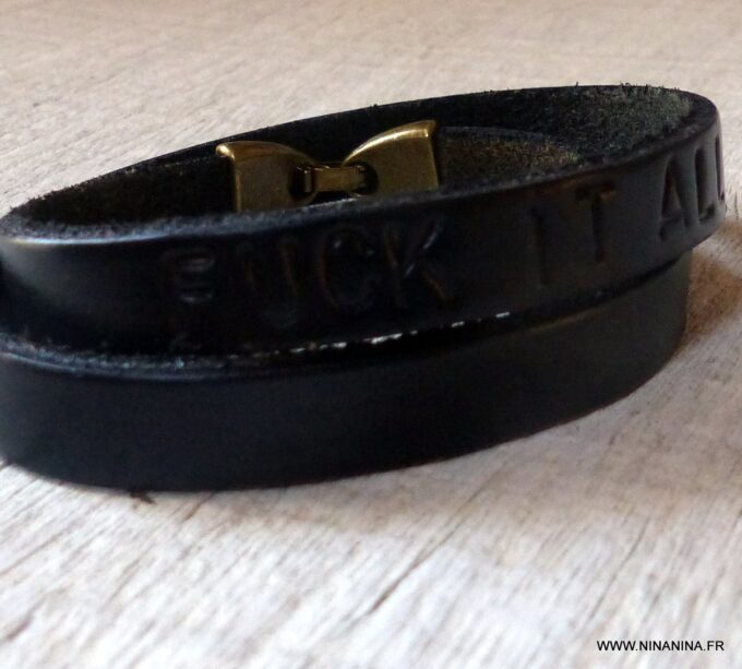 N2303c Bracelet cuir personnalisé homme femme double tour - Bijoux Bracelets en ligne Ninanina