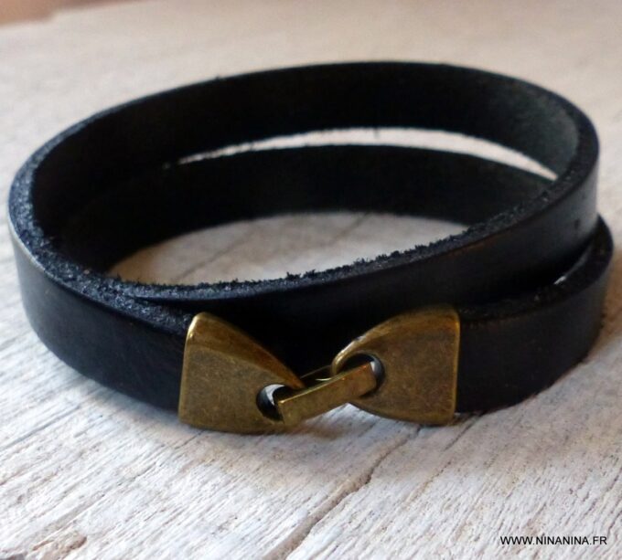 N2303e Bracelet cuir personnalisé homme femme double tour - Bijoux Bracelets en ligne Ninanina