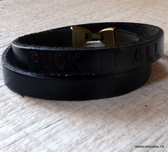 N2303h Bracelet cuir personnalisé homme femme double tour - Bijoux Bracelets en ligne Ninanina