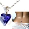 N2312c Chaine de taille argent massif coeur swarovski violet