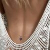 N2312c Chaine de taille coeur swarovski violet et argent massif