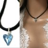 N2313 Collier Swarovski cristal bleu pendentif coeur et Argent femme - Bijoux Colliers en ligne Ninanina