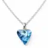 N2314 Collier Swarovski bleu artisanal - pendentif coeur cristal sur fine chainette en argent 925 - Bijoux Colliers femmes en ligne Ninanina