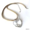 N2315 Pendentif coeur swarovski blanc collier cordon daim - Bijoux Colliers en ligne Ninanina