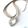 N2315f Pendentif coeur swarovski blanc collier cordon daim - Bijoux Colliers en ligne Ninanina