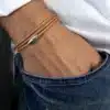 N2321 Bracelet homme multi tours cordon cuir fermoir acier aimanté - Bijoux bracelets hommes en ligne Ninanina