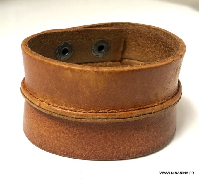 N2328a Bracelet de force cuir homme et femme -manchette cuir - Bijoux Bracelets en ligne Ninanina