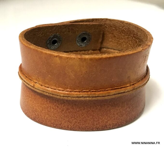 N2328b Bracelet de force cuir homme et femme -manchette cuir - Bijoux Bracelets en ligne Ninanina