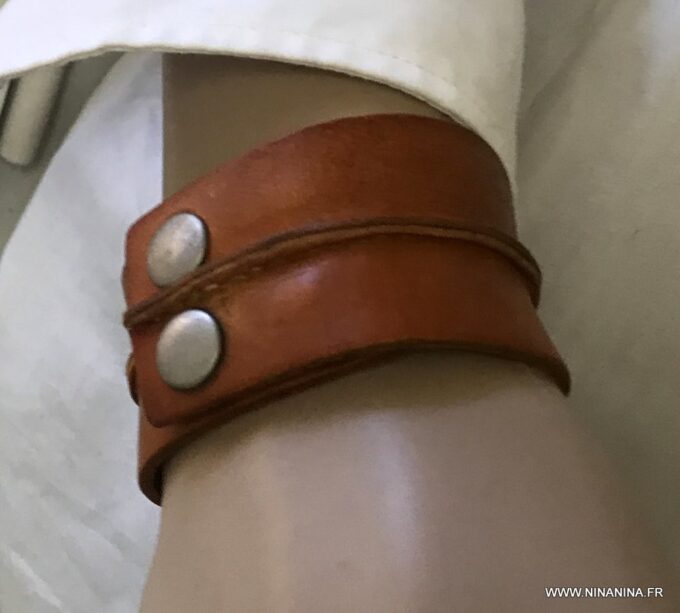 N2328c Bracelet de force cuir homme et femme -manchette cuir - Bijoux Bracelets en ligne Ninanina
