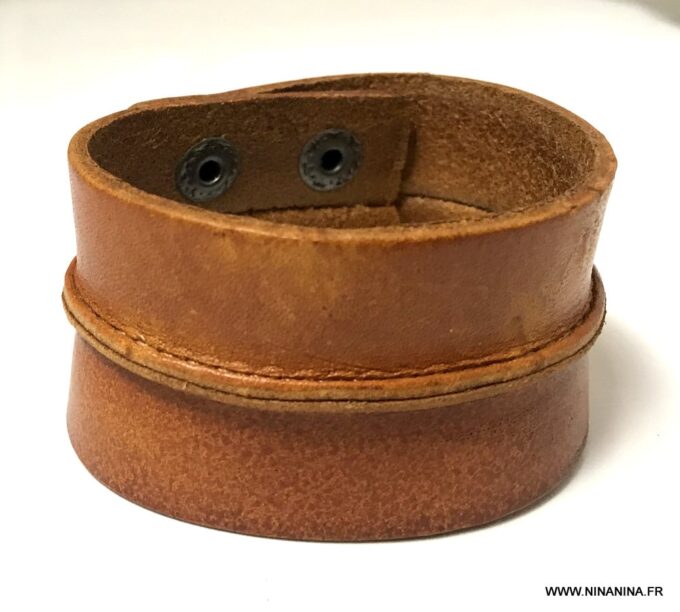 N2328d Bracelet de force cuir homme et femme -manchette cuir - Bijoux Bracelets en ligne Ninanina