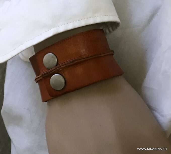 N2328e Bracelet de force cuir homme et femme -manchette cuir - Bijoux Bracelets en ligne Ninanina